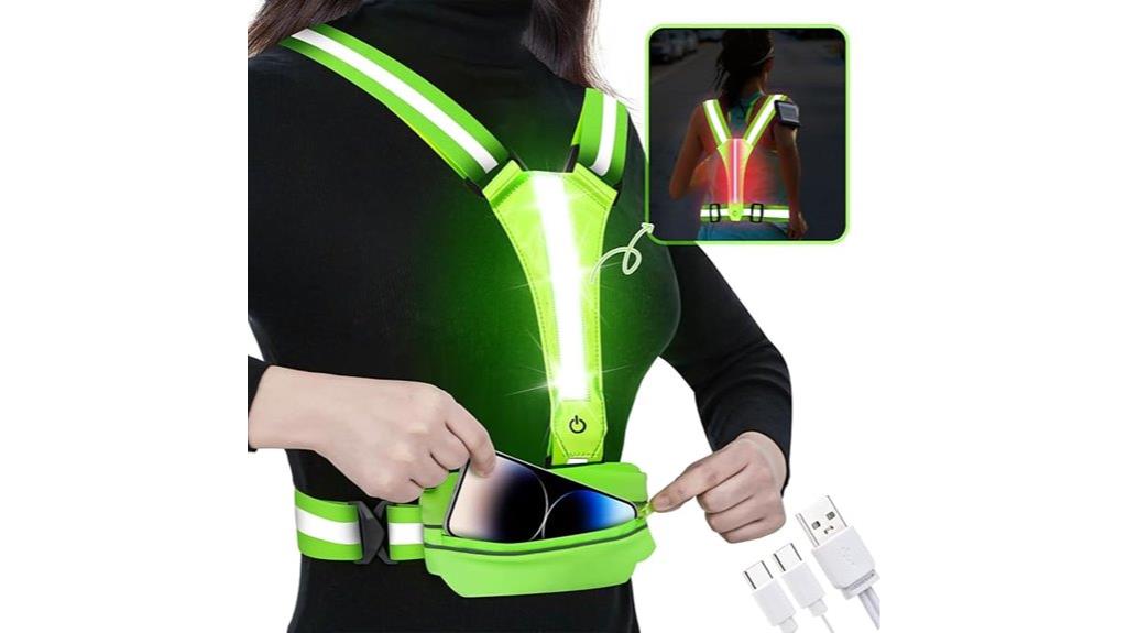 reflective running vest with rechargeable light