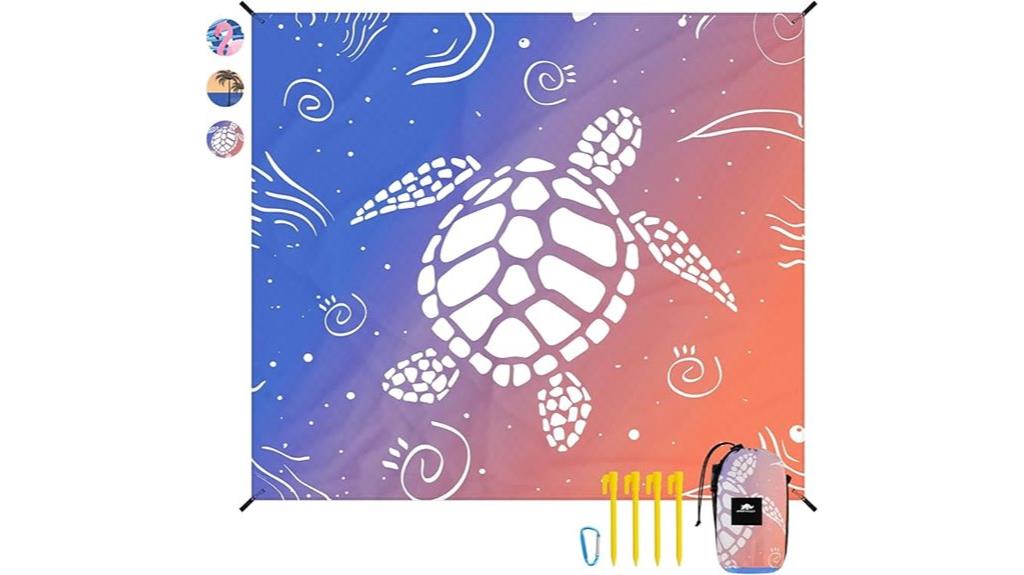 sandproof beach blanket with stakes