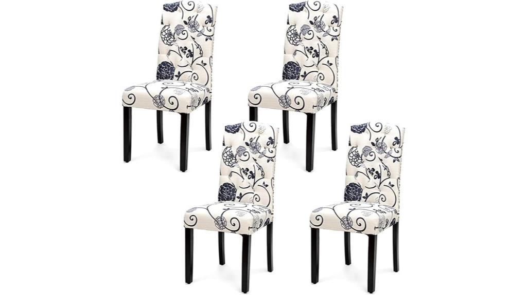set of four tufted chairs