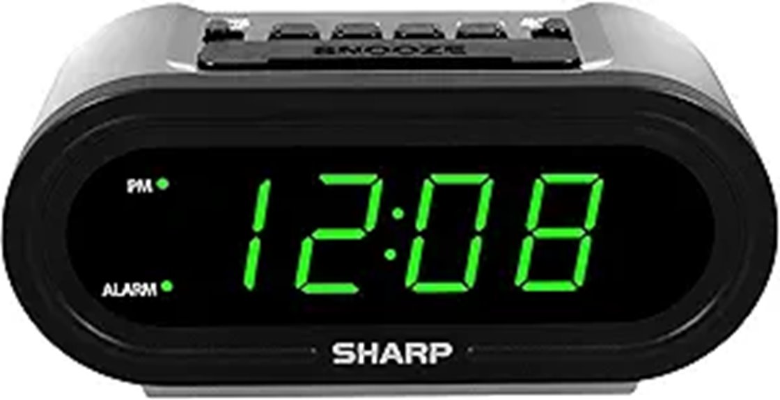 sharp green led clock