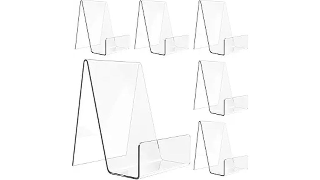 six acrylic book stands
