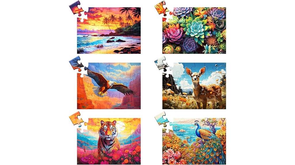 six large piece puzzles