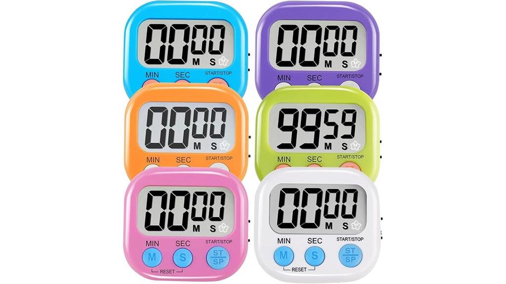 six magnetic digital timers