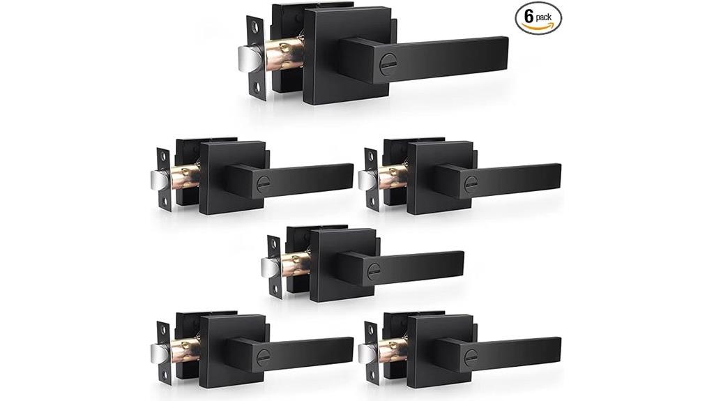 six matte black handles