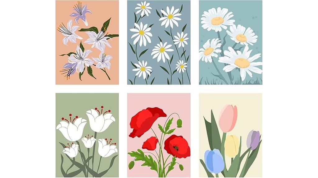 six paint by numbers sets