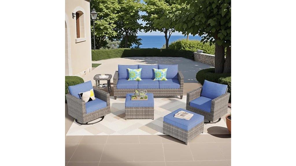 six piece wicker patio set