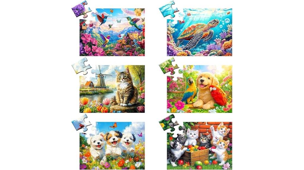 six puzzle sets with bags
