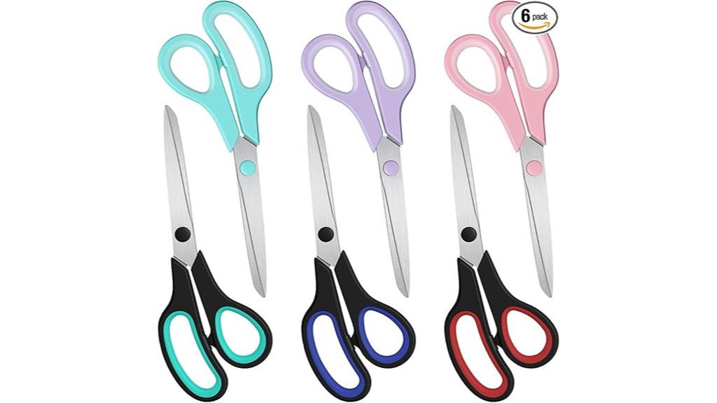six scissors with sharp blades