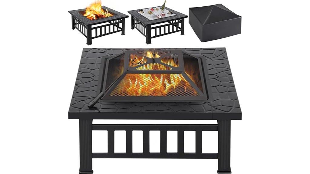 square 32 inch fire table