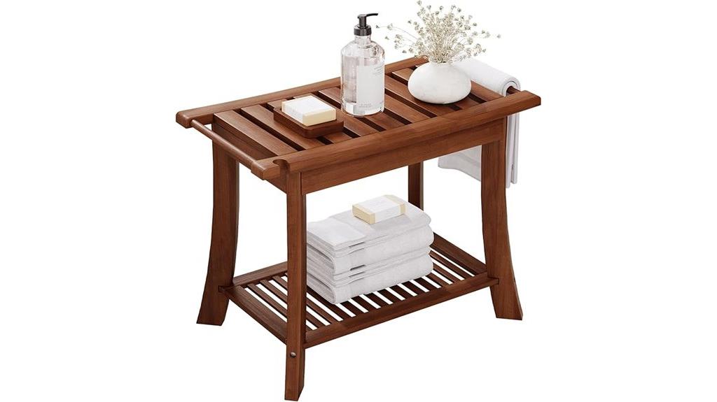 teak shower bench storage