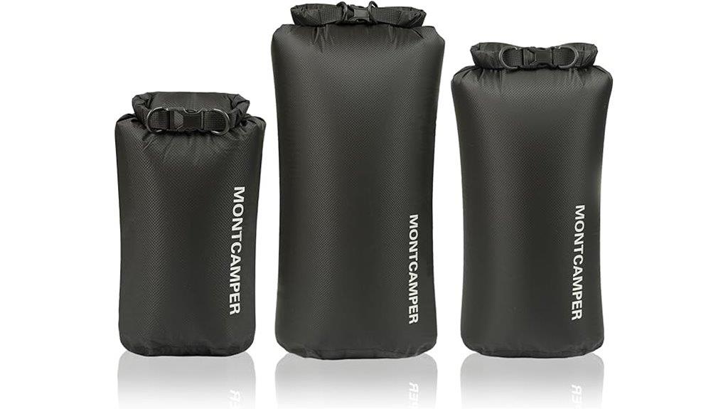 three waterproof dry bags