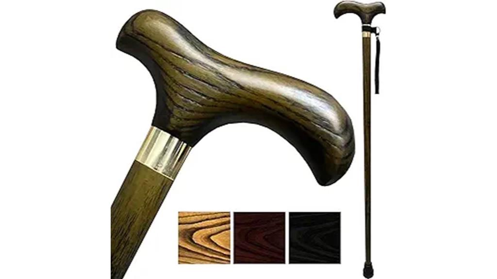 wooden cane with wriststrap
