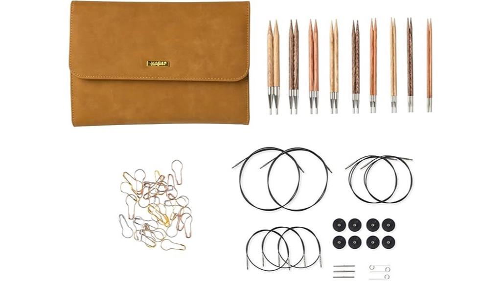 wooden knitting needle set