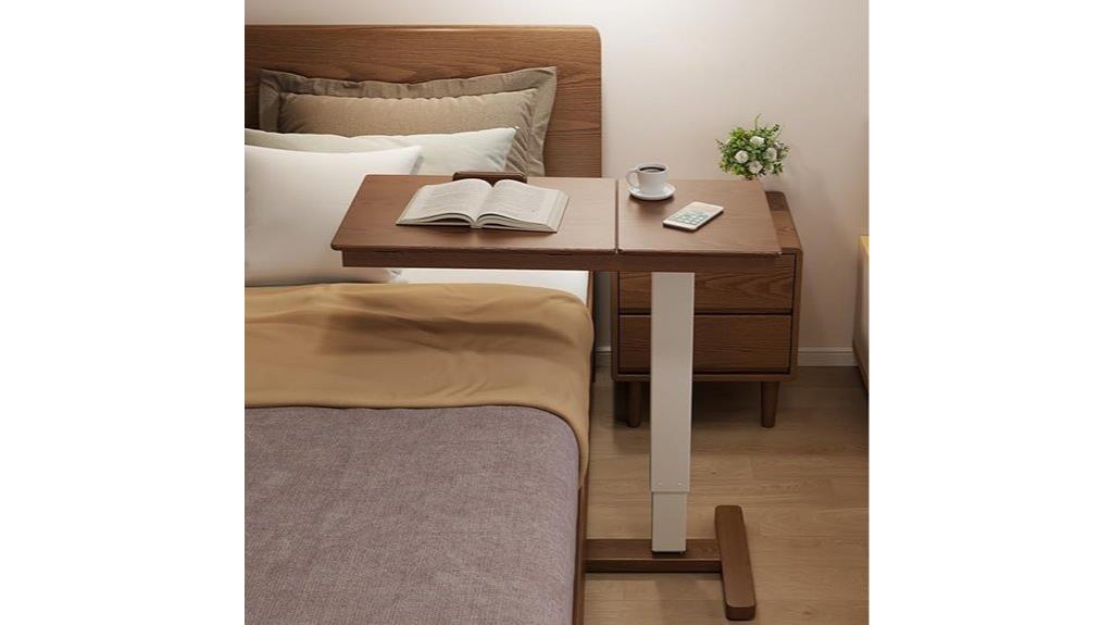 wooden mobile bedside table