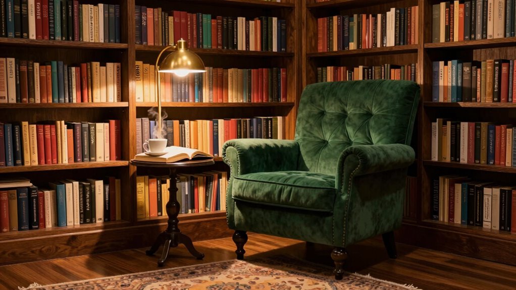 cozy organized reading nook