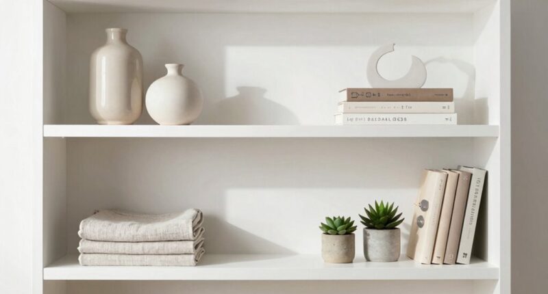 organized minimalist shelf decor