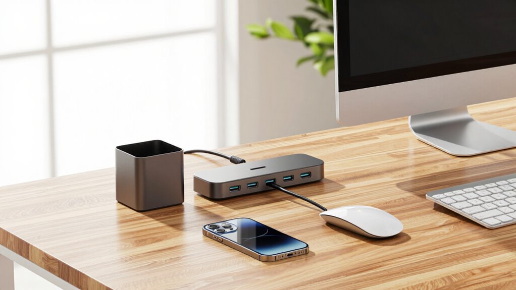 organized workspace with accessories