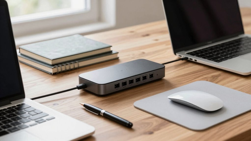 organized workspace with wireless charging